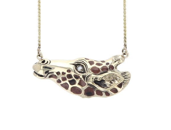 14K Yellow Gold & Diamond Giraffe Necklace